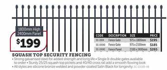 Squash top security fencing
