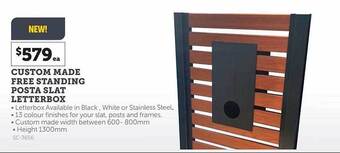 Stratco Custom made free standing posta slat letterbox offer