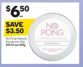 Woolworths No pong natural deodorant offer
