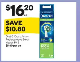 Woolworths Oral-b cross action replacement brush heads offer