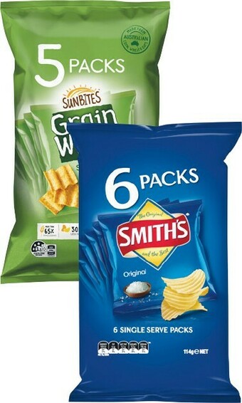 Woolworths Smith’s or Grain Waves Multipack Chips Pk 5-6 offer