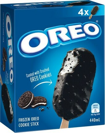 Woolworths Oreo Cookies, Sticks or Cones 440-475ml Pk 4 or Kit Kat Sticks 360ml Pk 4 offer