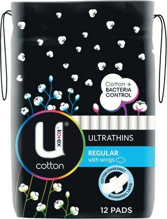 Woolworths U by Kotex Cotton Ultrathin Pads Pk 10-12 offer