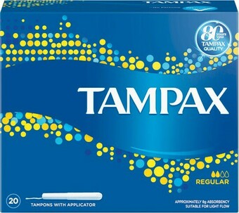 Tampax Super or Regular Tampons Pk 20
