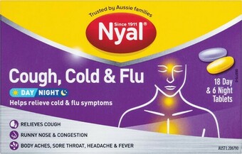Woolworths Nyal Cold & Flu 18 Day & 6 Night Tablets Pk 24# offer
