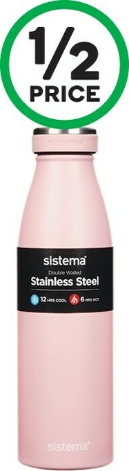 Woolworths Sistema Stainless Steel Dual Wall Water Bottle 500ml offer