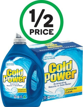 Woolworths Cold Power Advanced Clean Laundry Liquid 1.8-2 Litre or Powder 1.8-2 kg offer