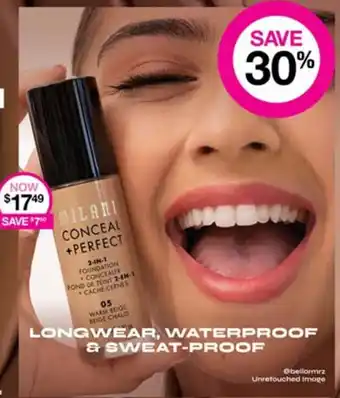 Priceline Milani Conceal + Perfect 2 in 1 Foundation + Concealer offer