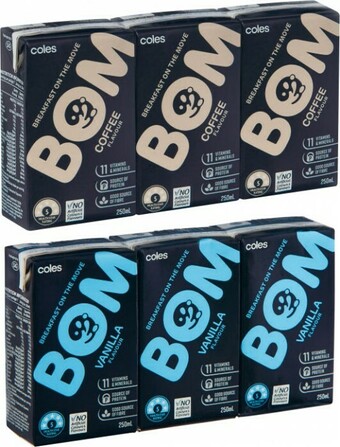 Coles Coles BOM Liquid Breakfast 3x250mL offer