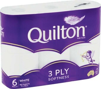 Coles Quilton 3 Ply White Toilet Tissue 6 Pack offer