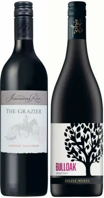 Coles Jamiesons Run Grazier Cabernet Sauvignon or Zilzie Bulloak Pinot Noir offer