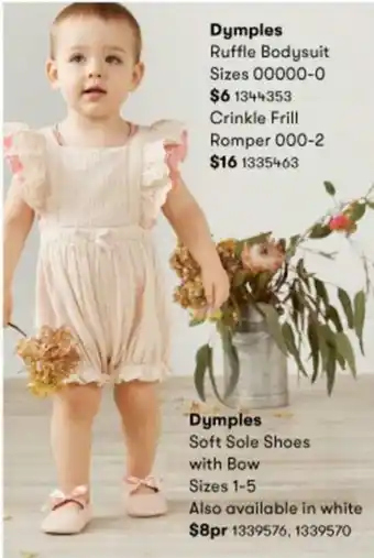 BIG W Dymples Ruffle Bodysuit Sizes 00000-0 offer