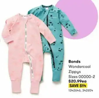 BIG W Bonds Wondercool Zippys Sizes 00000-2 offer