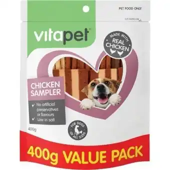 Vitapet jerhigh chicken sampler dog treats 400g