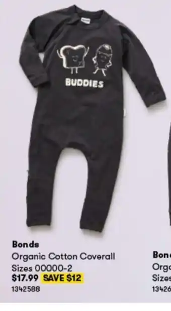 BIG W Bonds Organic Cotton Coverall Sizes 00000-2 offer