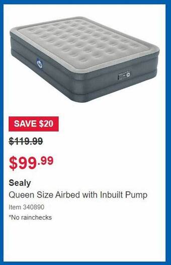 Sealy queen size airbed with inbuilt pump