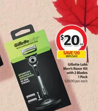 Coles Gillette labs men's razor kit with 2 blades offer