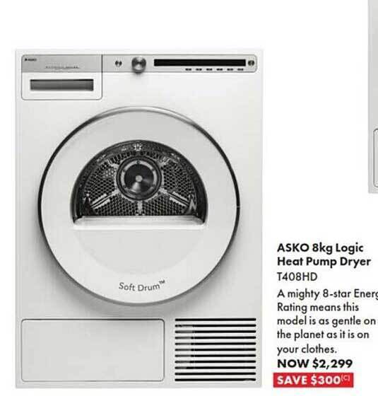 Asko logic heat pump dryer offer at The Good Guys
