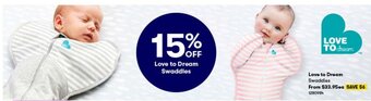 BIG W Love to Dream Swaddles offer