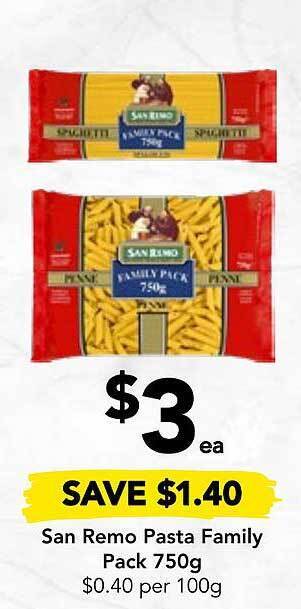 Drakes San remo pasta family pack offer