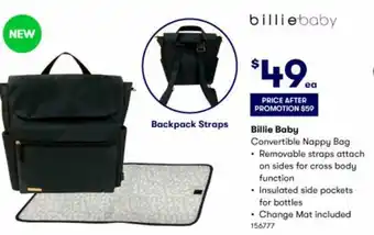 BIG W Billie Baby Convertible Nappy Bag offer