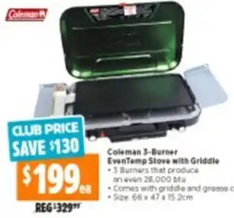 Coleman 3-Burner EvenTemp Stove with Griddle 66x47x15,2cm