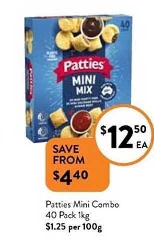 Foodworks Patties mini combo 40 pack 1kg offer