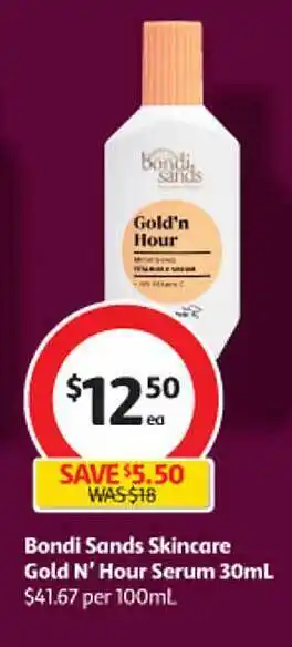 Coles Bondi sands skincare gold n'hour serum offer