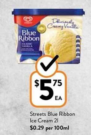 Foodworks Streets blue ribbon ice cream 2l offer