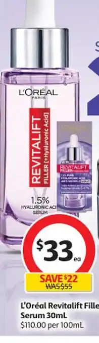 Coles L'oréal revitalift filler serum offer