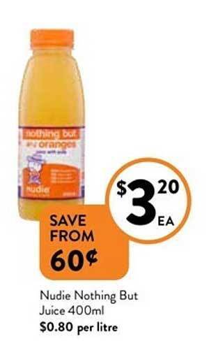 Foodworks Nudie nothing but juice 400ml offer