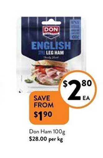 Foodworks Don ham 100g offer