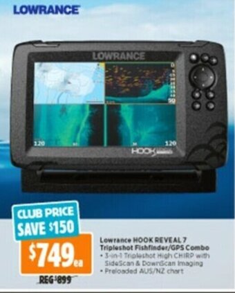 Anaconda Lowrance Hook Reveal 7 Tripleshot Fishfinder/GPS Combo offer