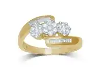 Bevilles Jewellery 9ct Yellow Gold 0.52ct Flower Diamond Ring - L offer