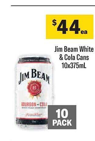 Liquorland Jim beam white & cola cans 10x375ml offer