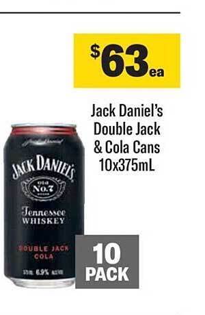 Liquorland Jack daniel's double jack & cola cans 10x375ml offer