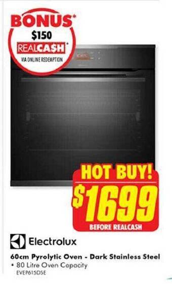The Good Guys Electrolux 60cm pyrolytic oven dark stainless steel offer