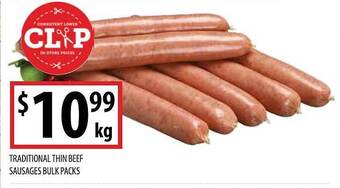 Supabarn Traditional thin beef sausages bulk packs offer
