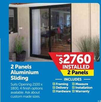 Doors Plus 2 panels aluminium sliding offer