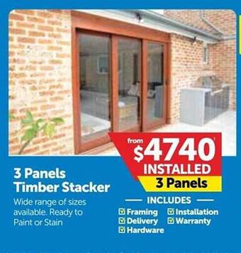 Doors Plus 3 panels timber stacker offer