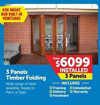 Doors Plus 3 panels timber folding offer