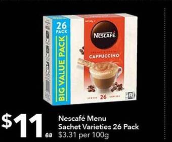 Ritchies Nescafé menu sachet offer