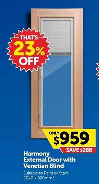 Harmony external door with venetian blind