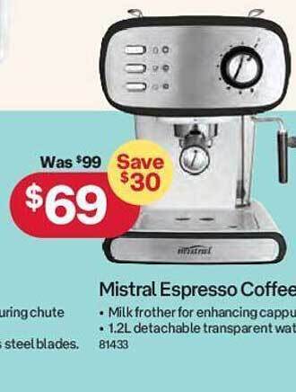 Australia Post Mistral espresso coffee machine offer