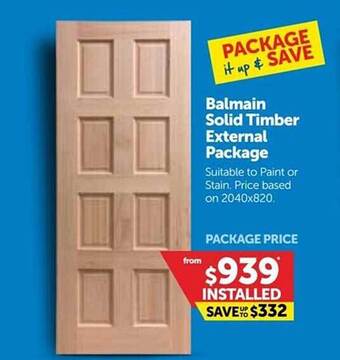 Doors Plus Balmain solid timber external package offer