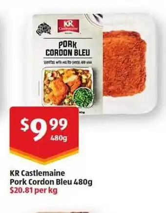 ALDI Kr castlemaine pork cordon bleu offer