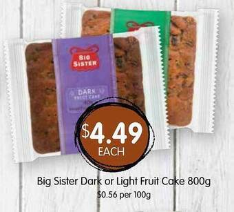 Spudshed Big sister dark or light fruit cake offer