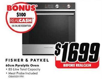 The Good Guys Fisher & paykel 60cm pyrolytic oven offer
