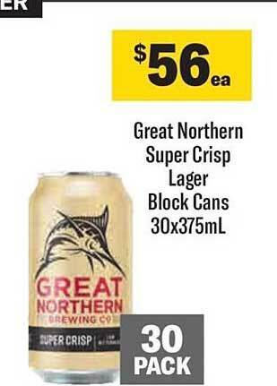 Liquorland Great northern super crisp lager block cans offer