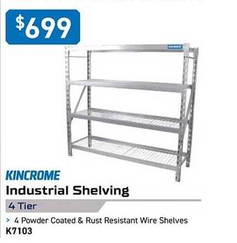 Kincrome industrial shelving 4 tier